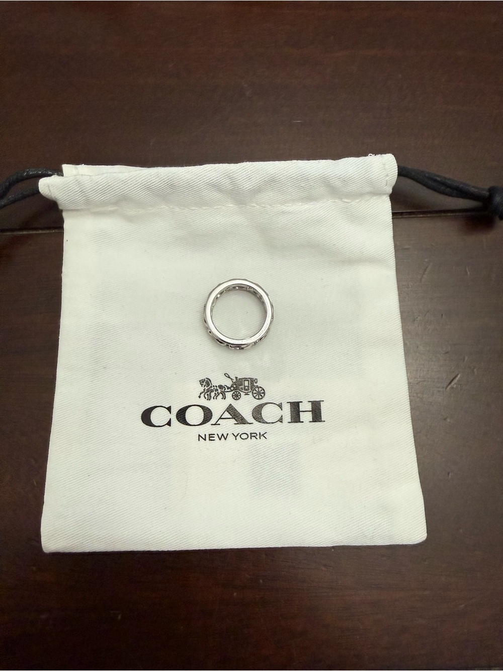 Coach Silver-Tone Signature C Ring